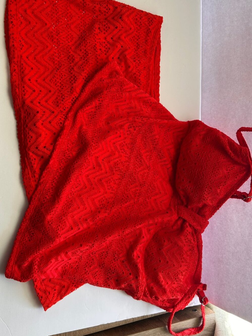 Catalina Sizzling Orange Lace Tankini Swim Skirt Set L/G 12-14 2-Piece